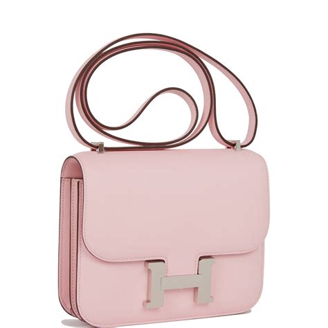 Hermès Rose Sakura Chèvre Mini Constance 18 Palladium 